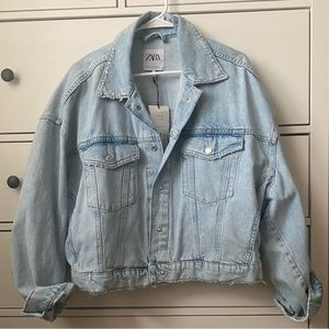 Zara oversized light denim jacket